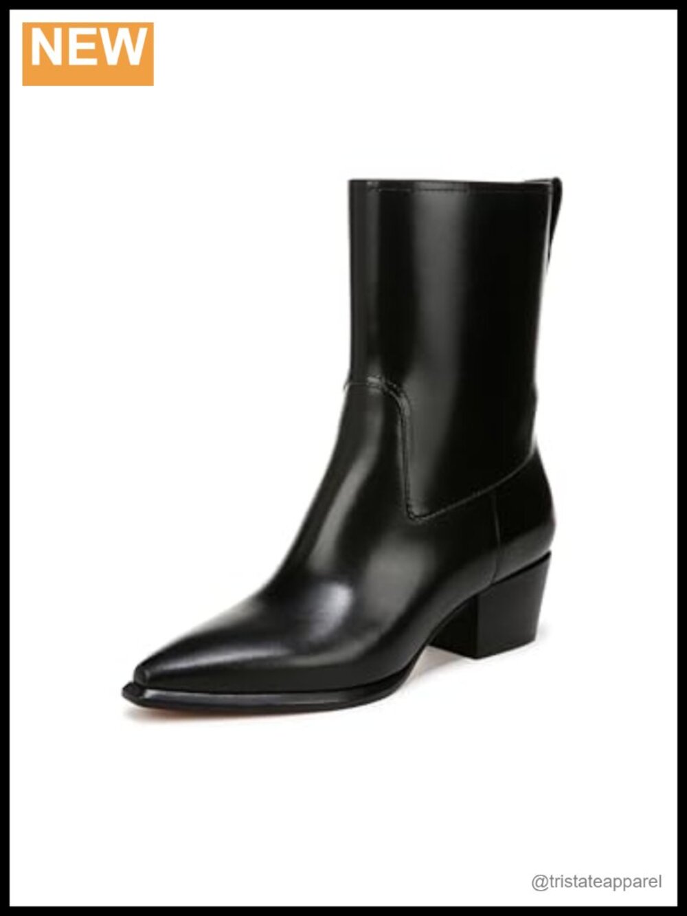Vince Women's Leather Pointed Toe Block Heel Ankle Bootie